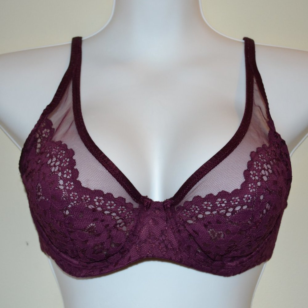 Victoria's Secret Body by VS 34D unlined demi eggplant color bra EUC